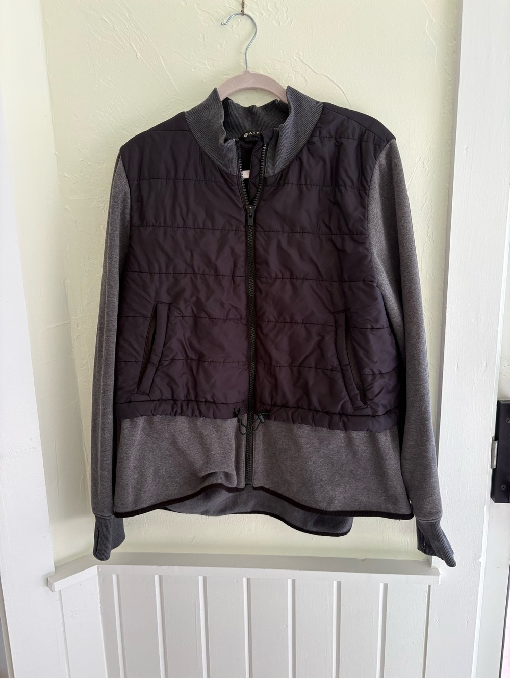 Athleta Quilted Jacket in Black and Gray
